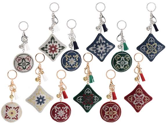 Charm - Keychain Majolica with rhinestones and pendants